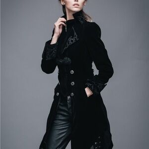 Elegant Black Velvet Women's GOTH Coat